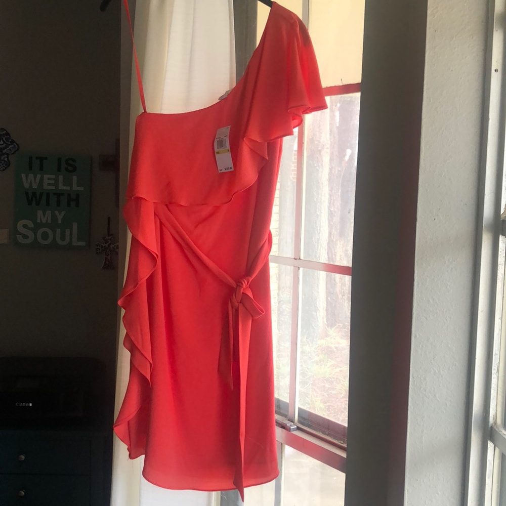 One shoulder coral Michael Kors dress BRAND NEW
